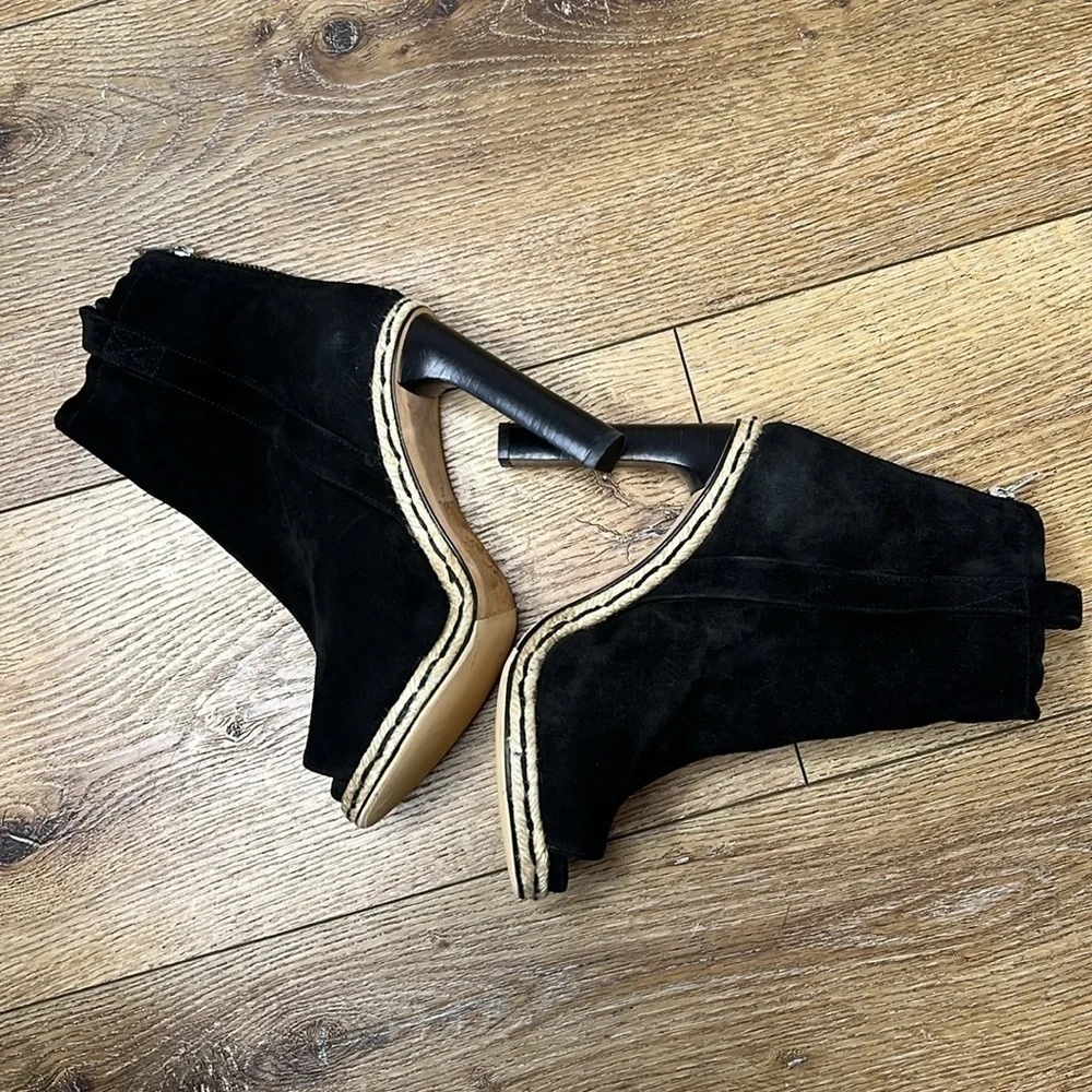 Opening Ceremony Black Suede Open Toe Booties Size 37/7
